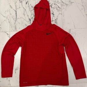 Nike Men's Red Lightweight Dry Fit Hoodie